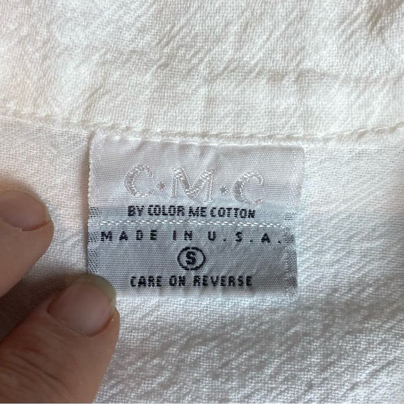 CMC Color Me Cotton Womens Top Peplum Crochet Knit Button Down SS Collar Sz S - Picture 3 of 8